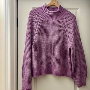 American Eagle Outfitters Purple Waffle Knit Mock Neck Sweater